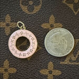 Beautiful light pink and gold Upcycled Louis Vuitton donut charm
